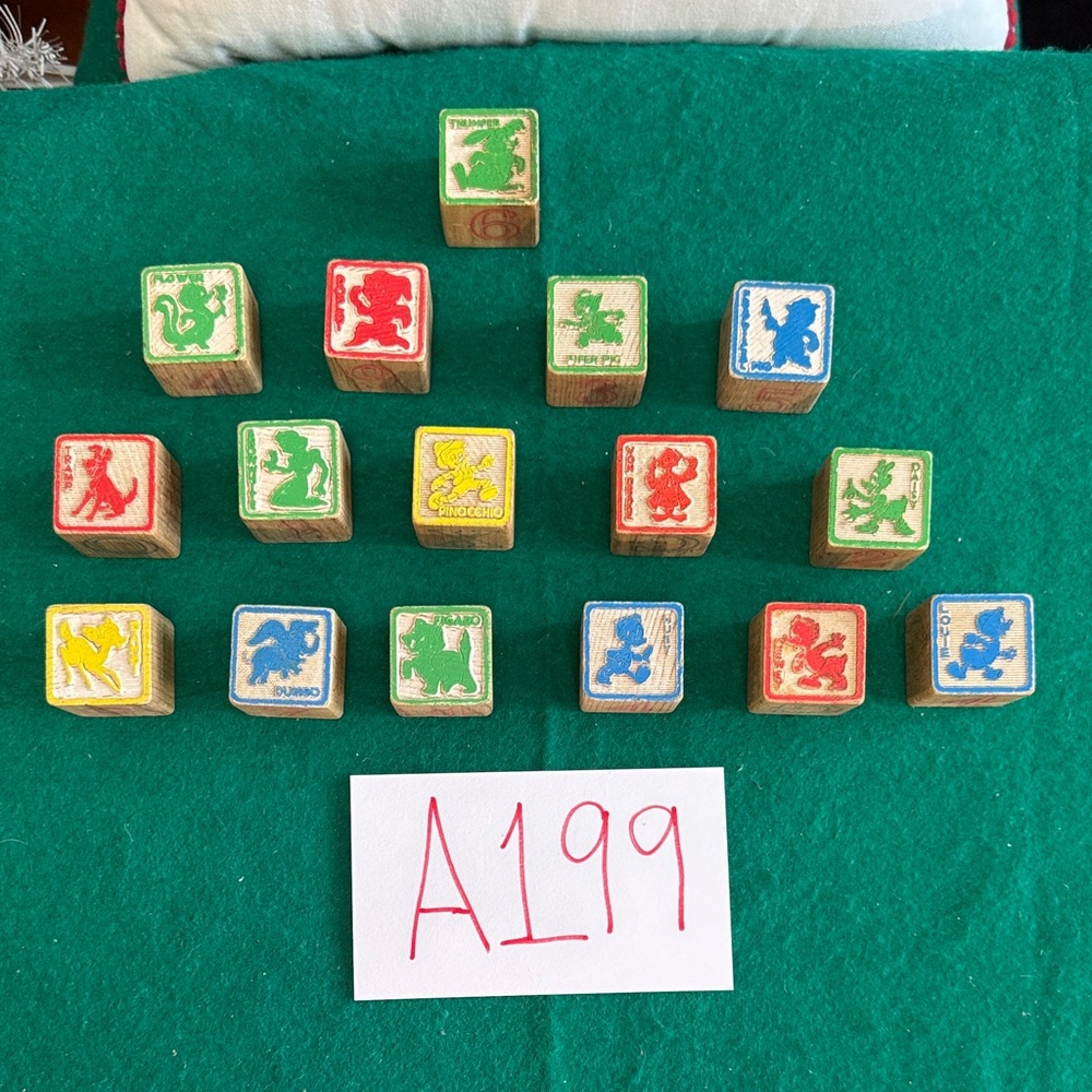 Vintage Disney character, alphabet Wooden Blocks Set